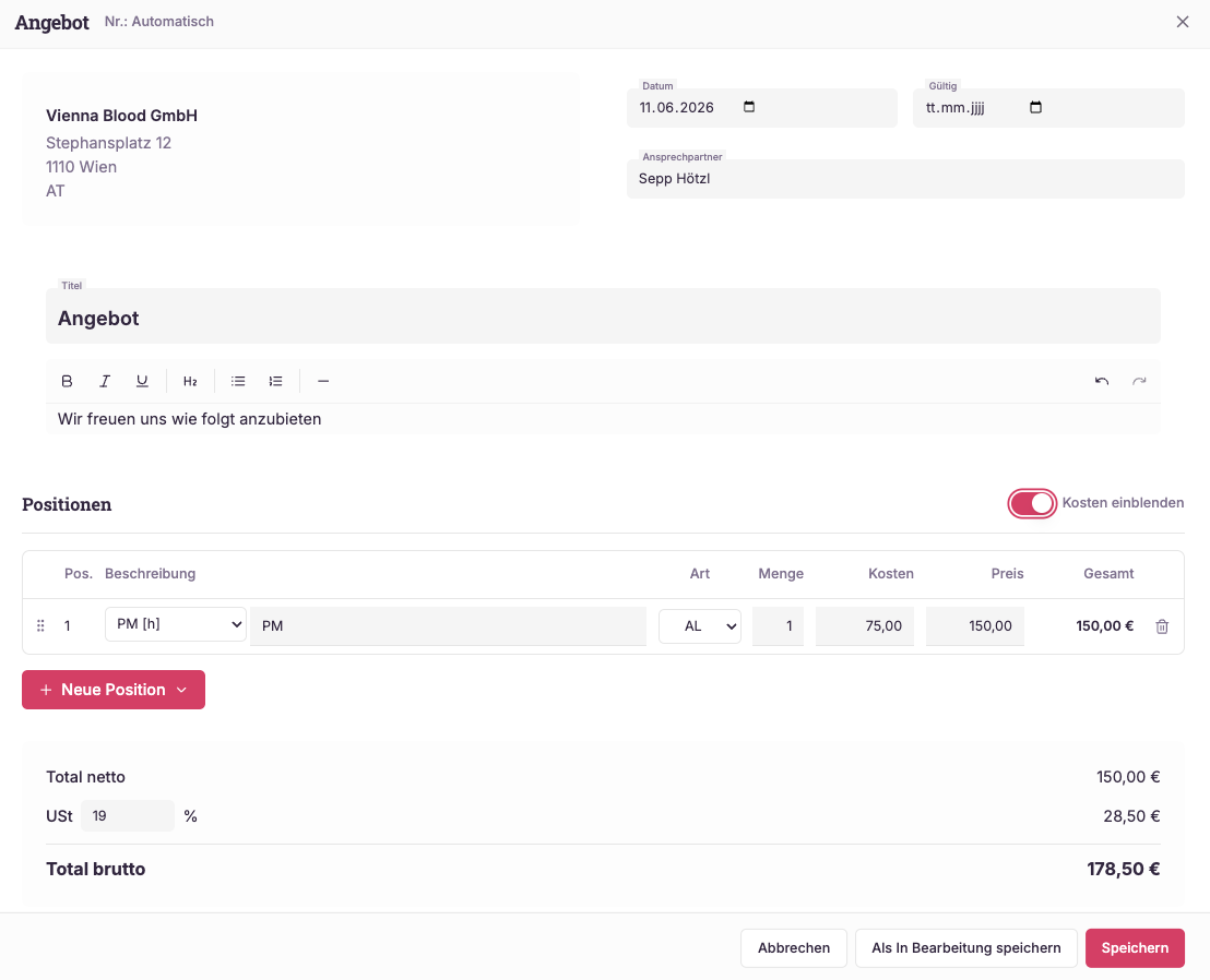 Angebot Screenshot